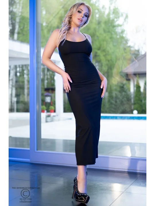 Langes Kleid Cr4379 Schwarz von Chilirose