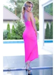 Langes Kleid Cr4379 Hot Pink von Chilirose