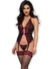 Spitzen-Set Cr4635 Schwarz/Rot von Chilirose