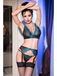 Spitzen-Set CR4217 schwarz/blau von Chilirose