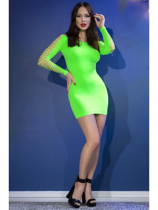 Nahtloses Minikleid Cr4617 Neongrün von Chilirose