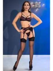 Spitzen-Set CR4693 schwarz/rosa von Chilirose