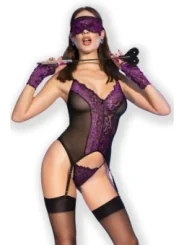 Chilirose Corsagen-Set in schwarz/violett CR4688