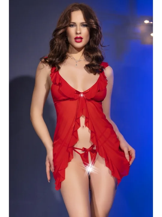 Babydoll + String CR4696 rot von Chilirose