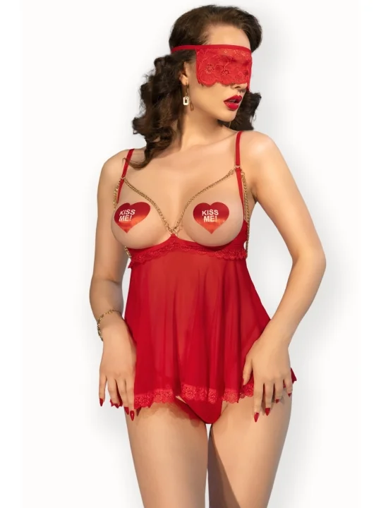 Chilirose CR4715 Babydoll-Set rot