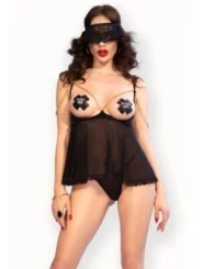 Chilirose CR4715 Babydoll-Set schwarz