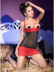 Babydoll Cr3785 Schwarz/Rot von Chilirose