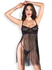 Babydoll & String Cr4496 Schwarz von Chilirose