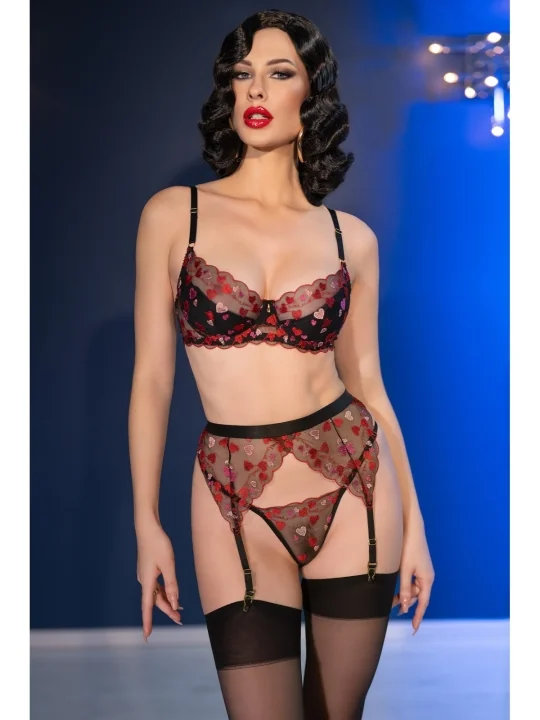 Lingerie-Set CR4694 schwarz/rot von Chilirose