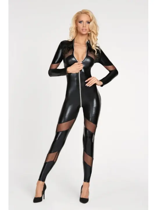 ♥ Schwarzes Wetlook Catsuit Chancay von 7-Heaven ♥