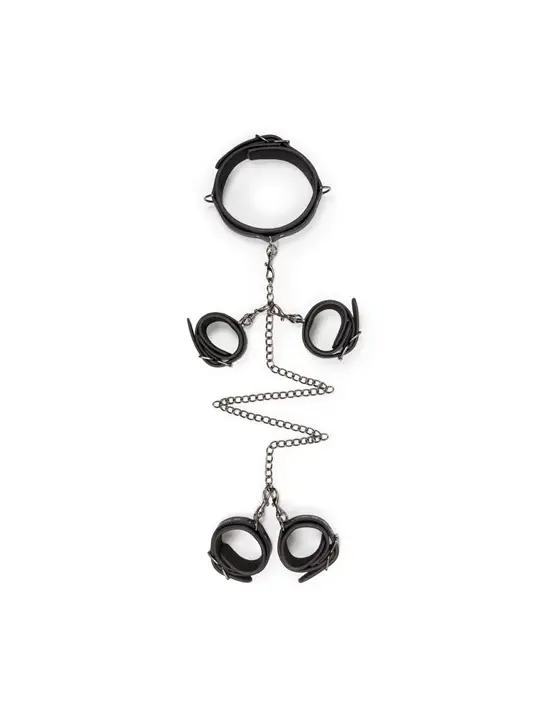 ♥ Fetisch Set mit Halsband, Handfesseln und Fußfesseln ♥