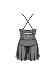 ♥ 838-Bab-1 Babydoll & Tanga Schwarz Size Plus von Obsessive Size Plus ♥