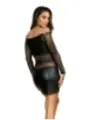 ♥ Wetlook - Tüll Kleid V-9309 Schwarz von Axami ♥