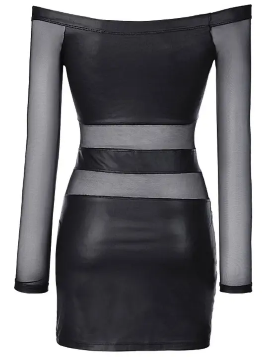 ♥ Wetlook - Tüll Kleid V-9309 Schwarz von Axami ♥