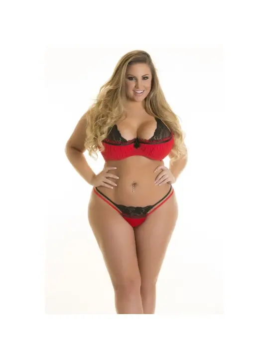 ♥ V-8771 Plus Size Bh Rot-Schwarz von Axami Size Plus ♥