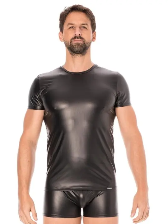 ♥ Schwarze Wetlook T-Shirt 2008-81 von Look Me ♥