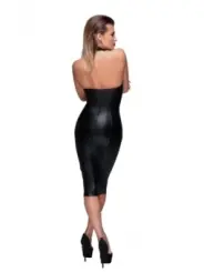 ♥ Schwarzes Powerwetlook Bleistiftkleid F160 von Noir Handmade Muse Collection ♥