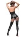 ♥ Schwarzer Powerwetlook Body mit Sptizen-Ausschnitt F169 ♥