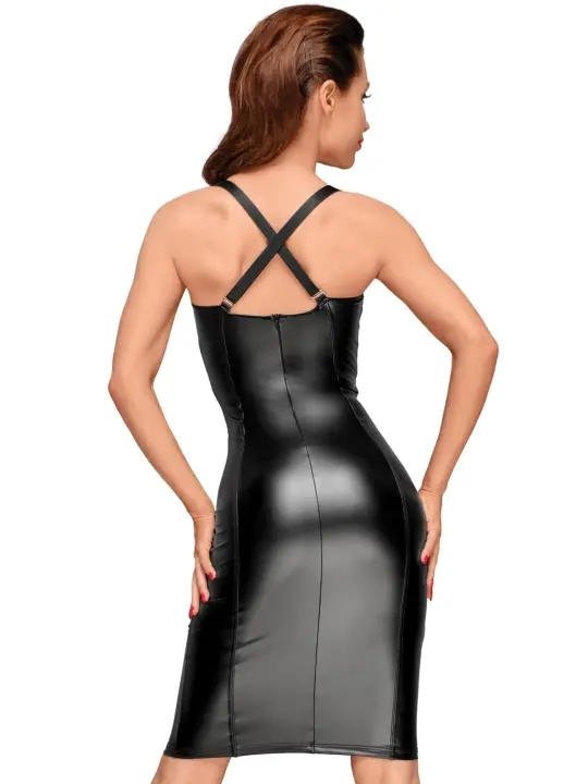 ♥ Powerwetlook Kleid mit Elastischen Einsätzen in Der Hüfte und Brustbereich F180 ♥