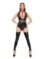 ♥ Powerwetlook Body mit Tülleinsätzen und Choker Aus Zartem Samt F183 ♥