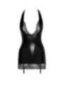 ♥ Powerwetlook-Minikleid mit Spitzenbesatz F280 von Noir Handmade ♥