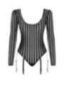 ♥ 1518 Damen Tüll Body mit 6 Strumpfhalter von Petite Noir ♥