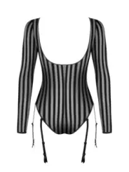 ♥ 1518 Damen Tüll Body mit 6 Strumpfhalter von Petite Noir ♥