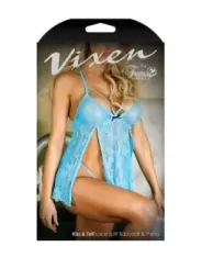 ♥ Kiss & Tell 2-Teiliges Babydoll-Set - Newport-Blau von Vixen ♥