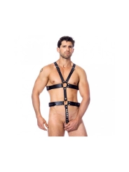 Verstellbarer Lederharness mit Ringen von Bondage Play