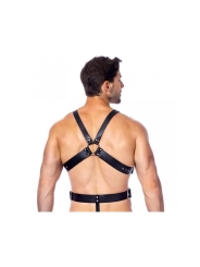 Verstellbarer Lederharness mit Ringen von Bondage Play