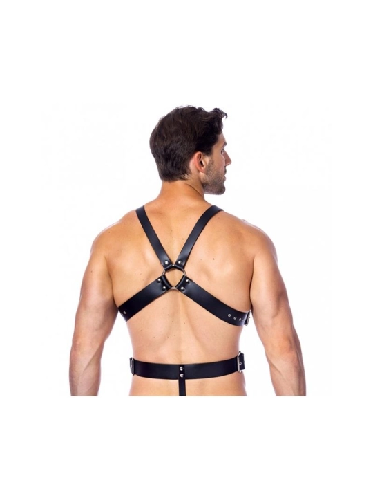 Verstellbarer Lederharness mit Ringen von Bondage Play