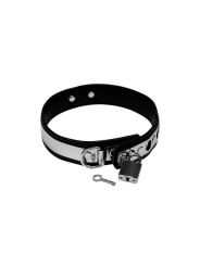 Halsband mit Metall und Vorhängeschloss-Verstellbar von Bondage Play