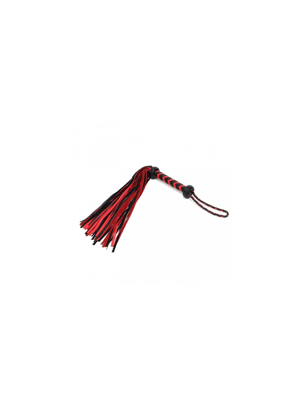 Geflochtene Peitsche Leder schwarz rot von Bondage Play