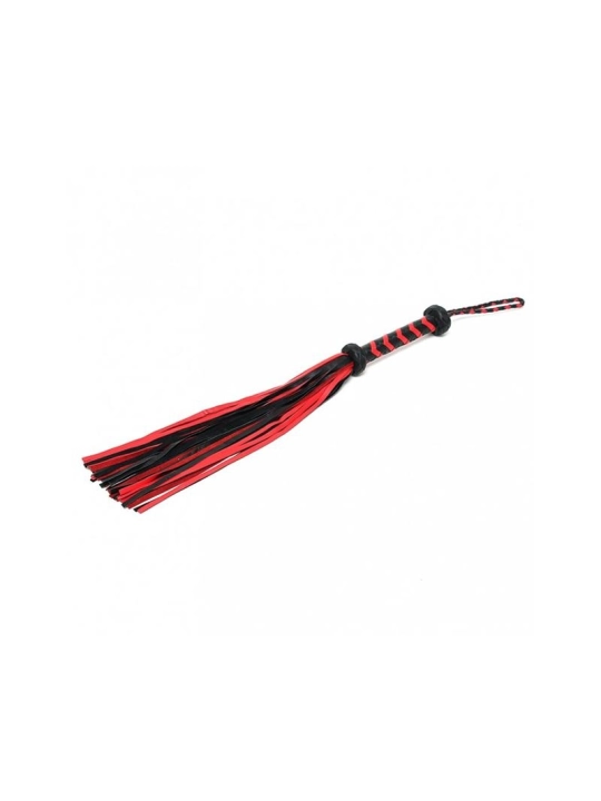 Geflochtene Peitsche Leder schwarz rot von Bondage Play