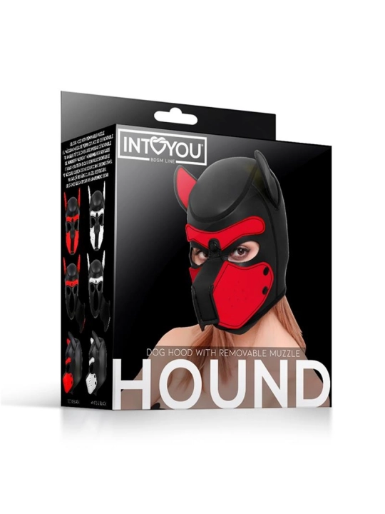 Hound Dog Hound mit abnehmbarem Maulkorb Neopren Schwarz/Rot Einheitsgröße von Intoyou Bdsm Line