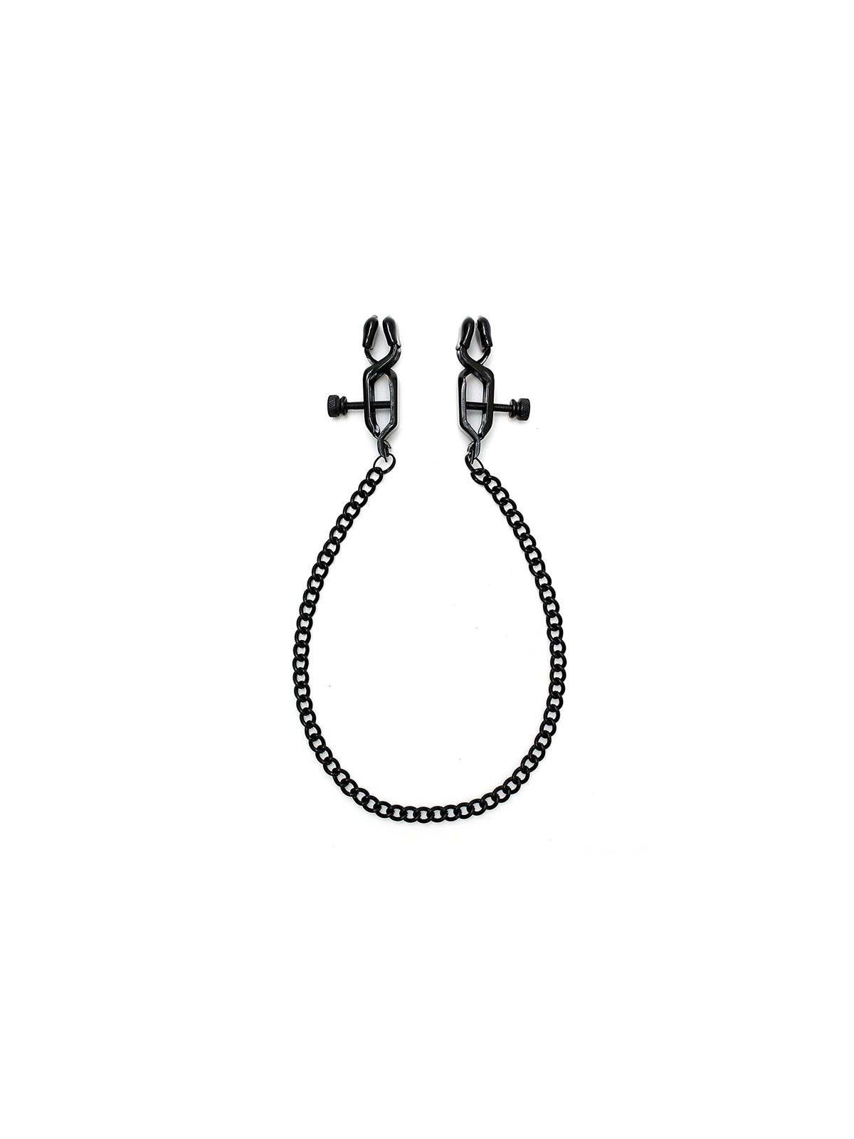 Verstellbare Brustwarzenklemmen mit schwarzer Kette von Bondage Play