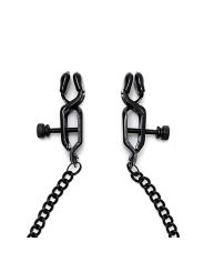 Verstellbare Brustwarzenklemmen mit schwarzer Kette von Bondage Play