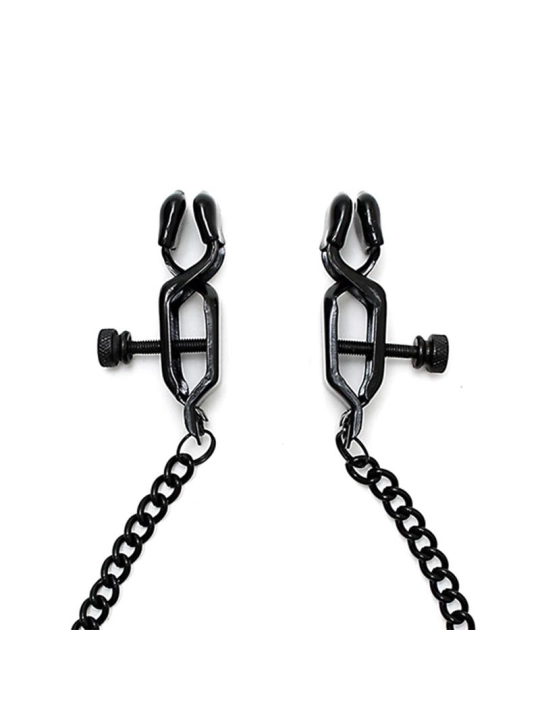 Verstellbare Brustwarzenklemmen mit schwarzer Kette von Bondage Play