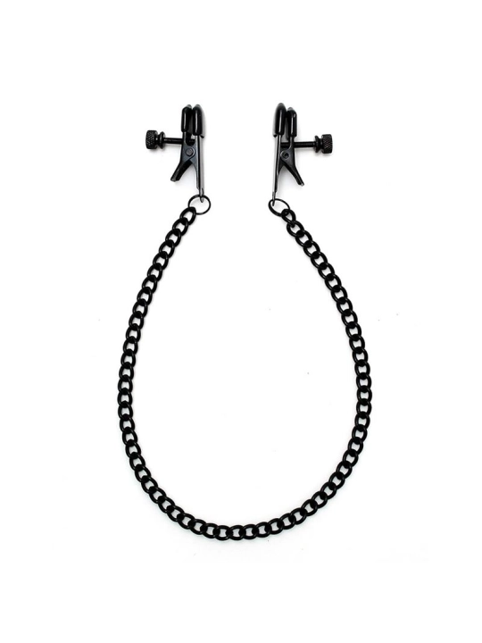 Verstellbare Brustwarzenklemmen mit schwarzer Kette von Bondage Play