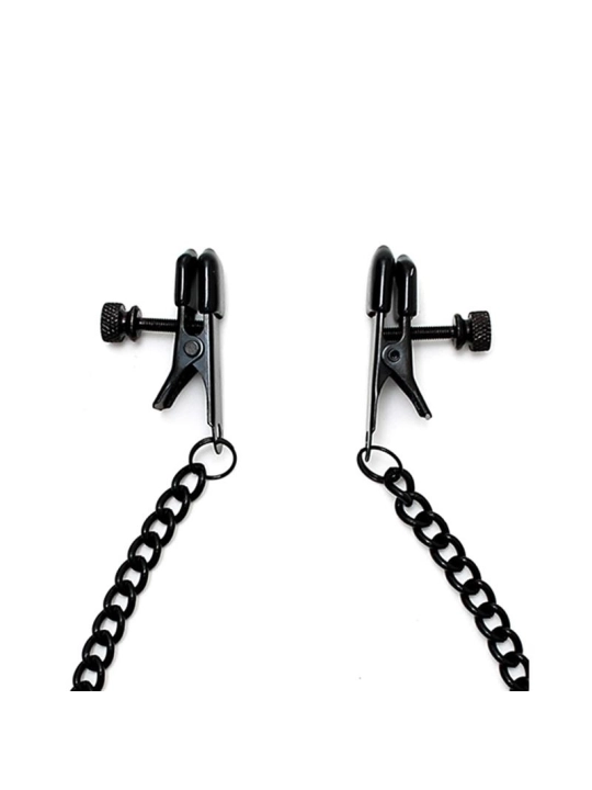 Verstellbare Brustwarzenklemmen mit schwarzer Kette von Bondage Play