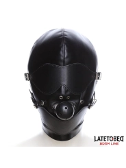 Sklavenhaube mit Augenmaske, atmungsaktiver Knebelball und Mund, verstellbar von Latetobed Bdsm Line