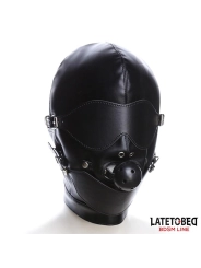 Sklavenhaube mit Augenmaske, atmungsaktiver Knebelball und Mund, verstellbar von Latetobed Bdsm Line