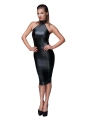 Schwarzes Powerwetlook Bleistiftkleid F160 von Noir Handmade Muse Collection