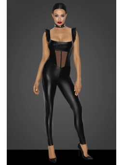 Schwarzes Wetlook Catsuit F136 von Noir Handmade Diva Collection