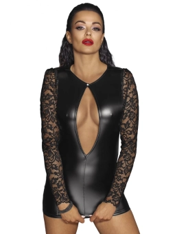 Pvc Minikleid mit Schwarzem 2-Wege Zipper Auf der Vorderseite F187 von Noir Handmade Decadence Collection