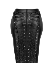 Schwarzer Rock Aus Powerwetlook F273 von Noir Handmade Curve Collection