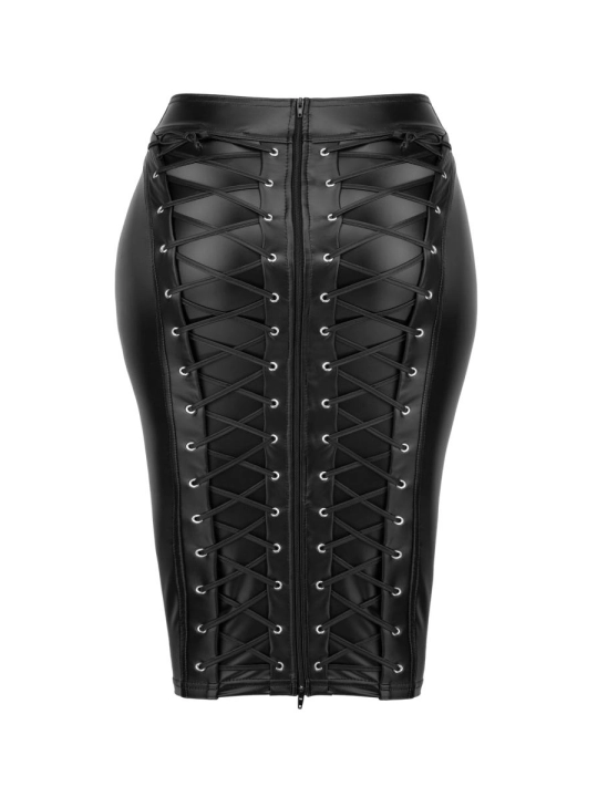 Schwarzer Rock Aus Powerwetlook F273 von Noir Handmade Curve Collection