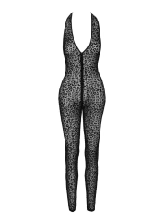 Neckholder Catsuit Leopardenmuster F286 von Noir Handmade