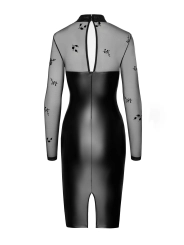 Halblanges Powerwetlook Kleid mit Tüll F310 von Noir Handmade