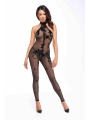 Bodystocking Aus Netzmaterial mit Samtaufdruck F315 von Noir Handmade